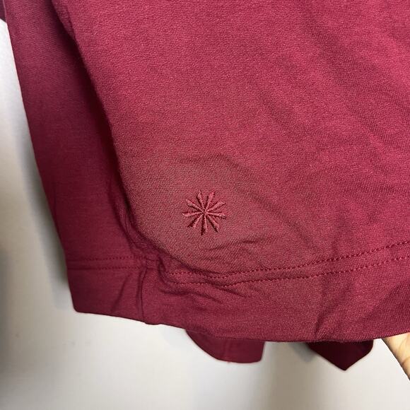 Athleta Women's Open Front Cardigan Pocket Long Sz S Burgundy Layering Comfy - Picture 10 of 13